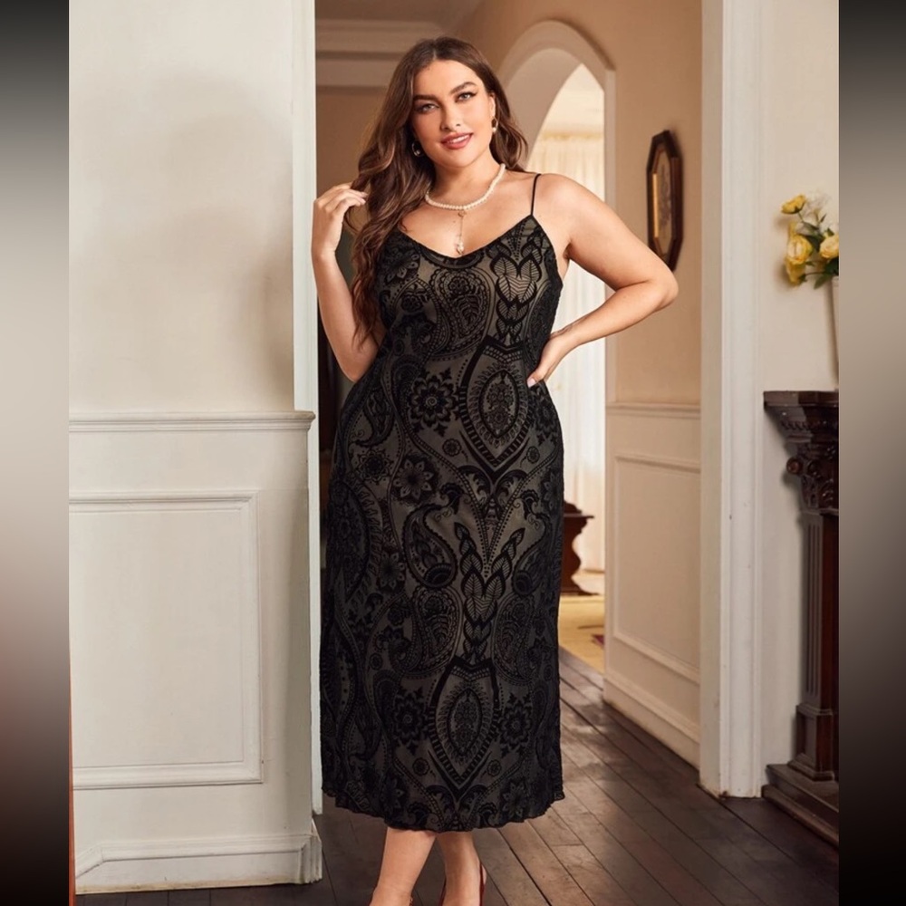 Plus Formal Floral Print Cami Dress